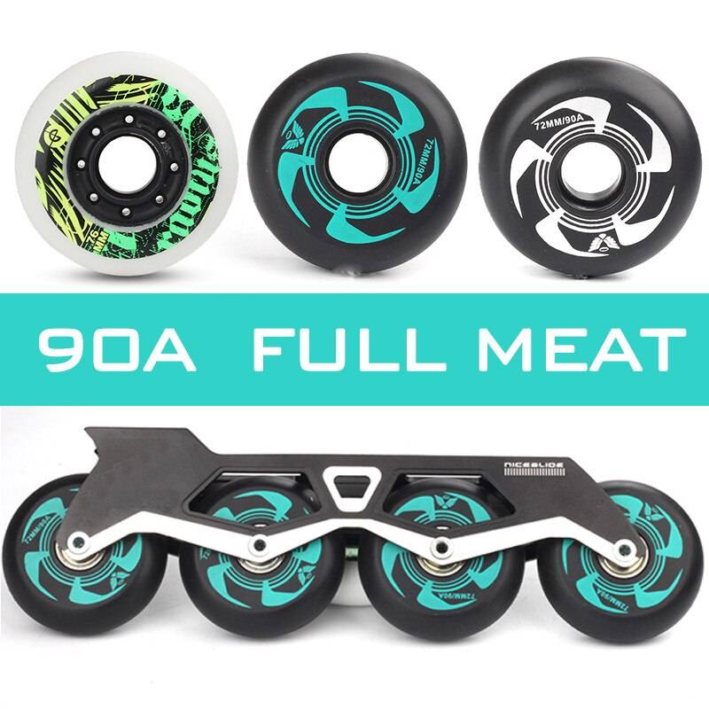 【 72mm 76mm 80 mm】 90a helköttskridskor för seba hv high för powerslide rullskridskor däck inlines - Vit 80mm