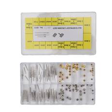 140pcs Copper Stainless Steel Watch Repair Kit Portable Watch Stem Extender Crowns Accessory