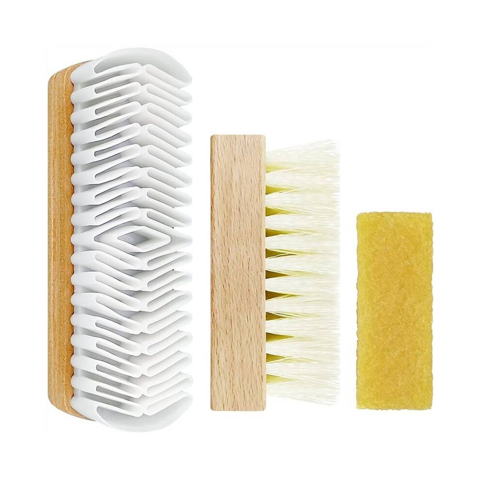3Pcs Suede Shoe Brush and Eraser Kit for Comprehensive Cleaning of Suede and Nubuck Shoes, Boots, and Accessories