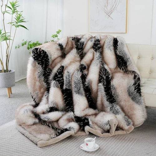 Winter Warm Blanket for Bed High-end Faux Mink Velvet Sofa Blanket Comfortable Sofa Blanket - Beige / 230cmx190cm / United States