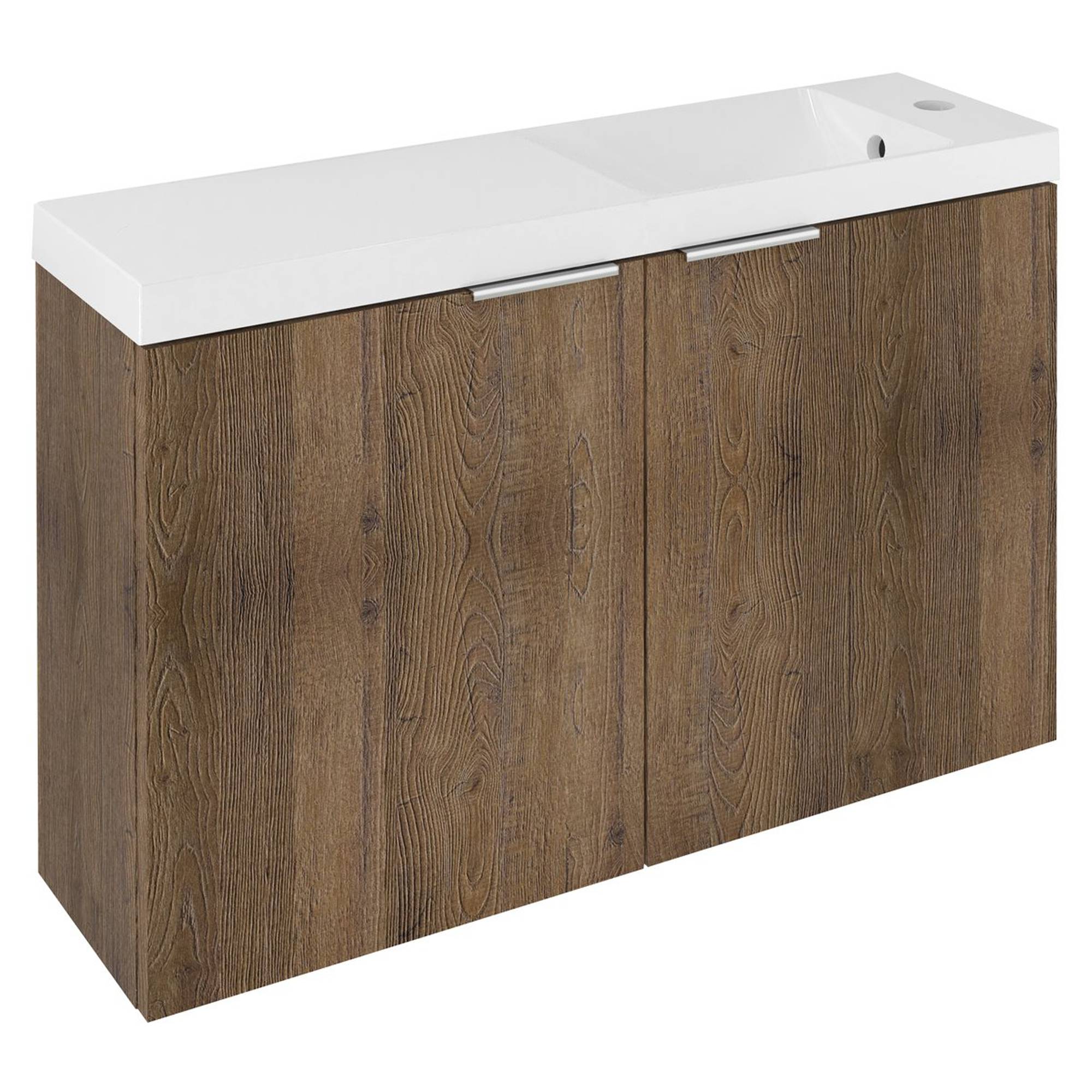Badrumskommod Lunelle Sherwood Ek 80 cm med Handfat Vit