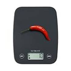 NUTRI FIT Digital köksvåg, elektronisk våg, multifunktionell köksvåg, stor skärm, plastplattform, 5 kg/11 pund-1 g pund.oz g ml, AAA-batteri (svart)