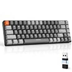 MAGIC-REFINER RK68 Mekaniskt Tangentbord Trådlöst, 60% Kompakt Mekaniskt Speltangentbord, 2.4 GHz & Bluetooth 5.0, 68 Tangenter TKL Hot Swappable Blå Brytare, 2-i-1 Mottagare, PC/MAC/Smartphone/Tablet