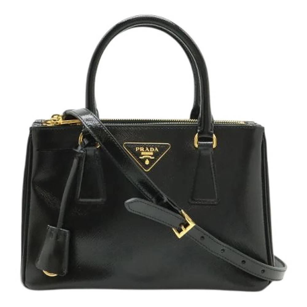 Prada Vintage Pre-owned Galleria Patent Leather 2way Bag - Vintage - Dame - Sort - ONE SIZE - Uld