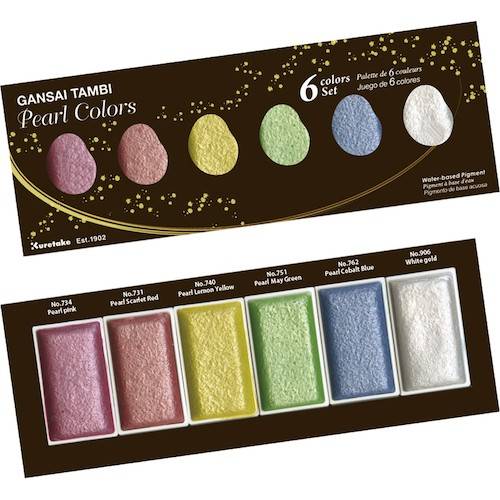 Vattenfärger - Gansai Tambi Pearl Colors Set - 6 färger