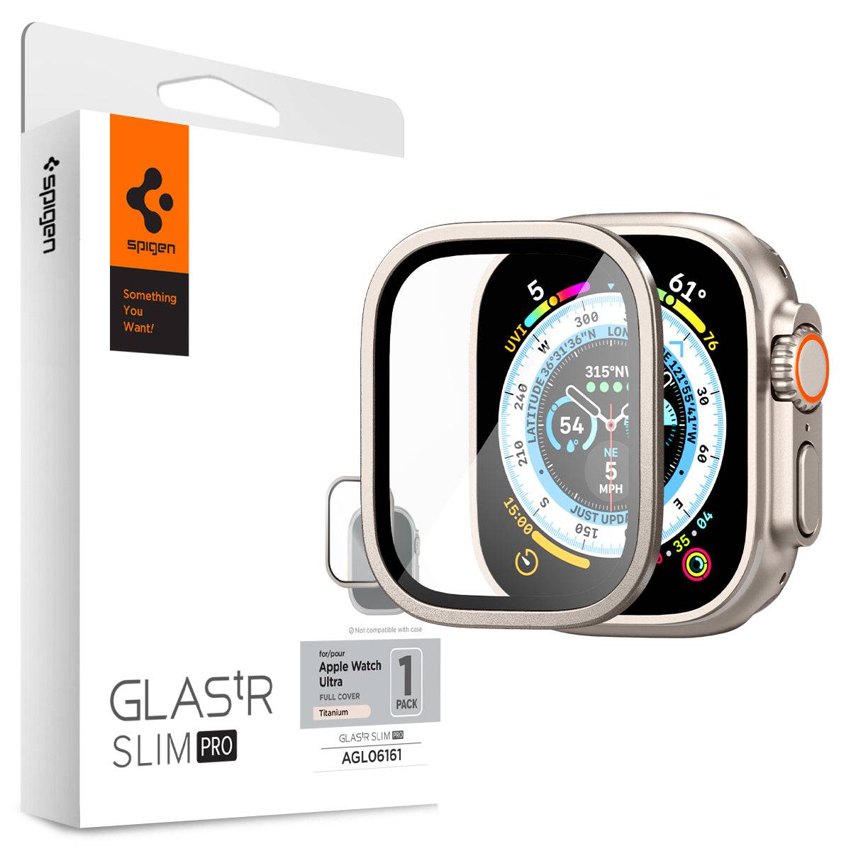 Spigen Apple Watch Ultra 2 49mm Skärmskydd Glas.tR Slim Pro Titanium.