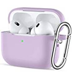 Easuny AirPods Pro 2/1(2022/2019) fodral, AirPods Pro 2 fodral, stötsäkert skyddsfodral kompatibelt med Apple AirPods Pro (2022/2019), AirPods Pro 2 fodral med karbinhake - lavendel