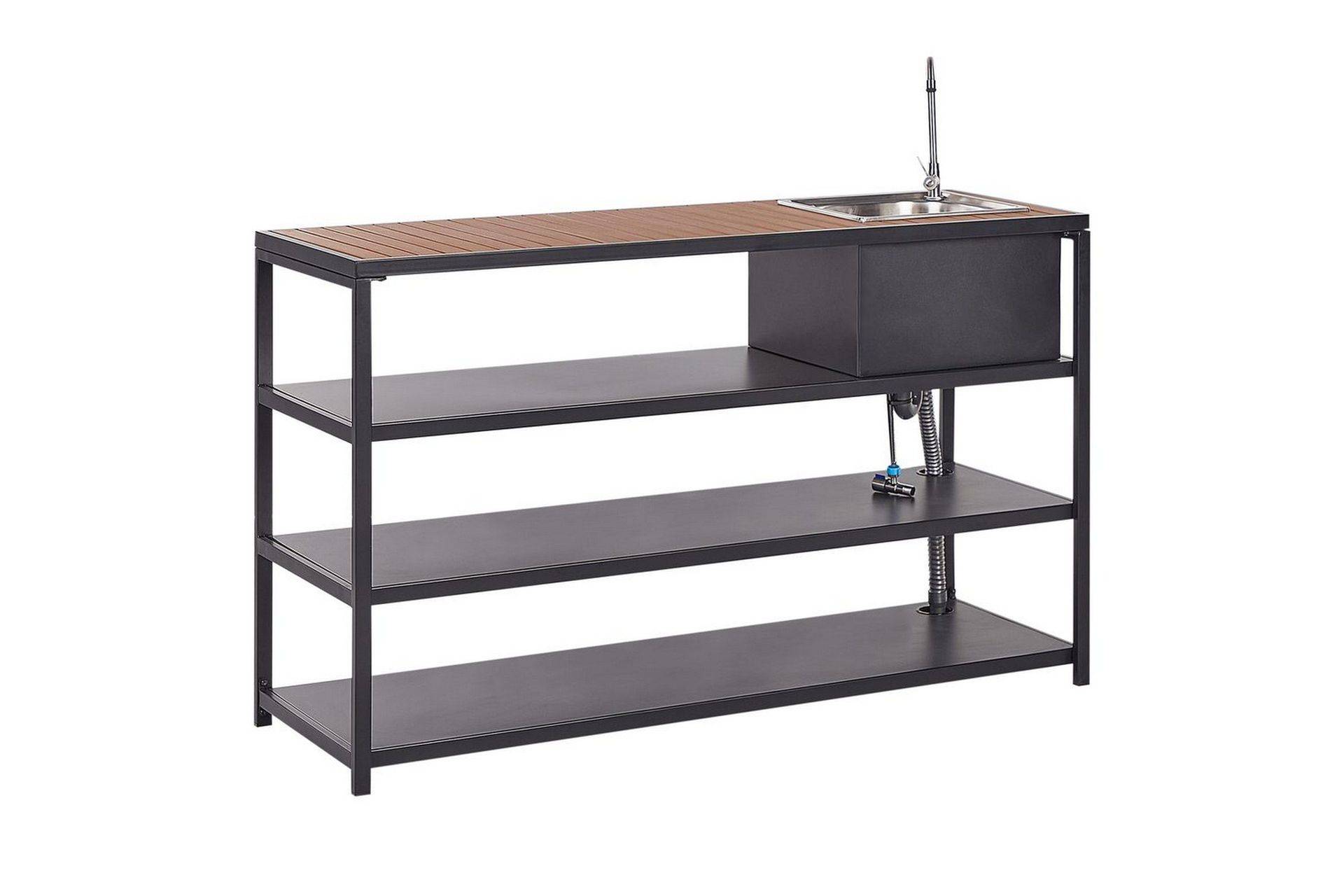 Trädgårdskök Avetrana 159x50x116 cm - Bygga utekök Svart,Brun