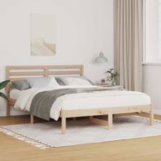 vidaXL Sengestel med hovedgærde Brun 120 x 200 cm Massivt fyrretræ