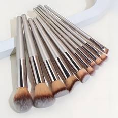 TEMU 10pcs Premium Synthetic Hair Makeup Brush Set - Eyeshadow, Blending, And Contouring Tools For Face And Eyes, Abs Plastic Handles, Unisex Cosmetics Brushes|sleek | Makeup Brushes, Makeup Brushes