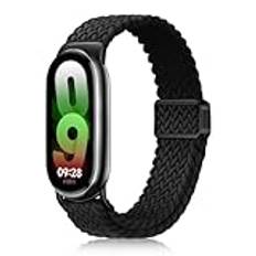 YealRed Nylonarmband för Xiaomi Mi Band 9/Mi Band 8, magnetspänne, ersättningsband, flätat ersättningsband, klockarmband kompatibelt med Xiaomi Smart Band 8/smartband 9 (svart)