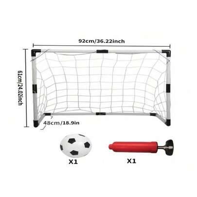 1 set hopfällbart portabelt fotbollsmål, förstärkt PP-ram med högdensitets slitstarkt nät, stabil tippskyddad snabbmontering och demontering med ett k - Multifärgad (Multi-size)