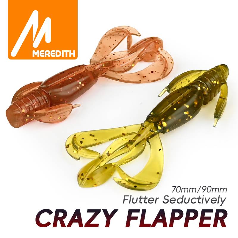 MEREDITH Crazy Flapper Fishing Lures 70mm 90mm Soft Lure Fishing Lures Soft Silicone Baits Shrimp Bass Peche Gear Fishing Tackle