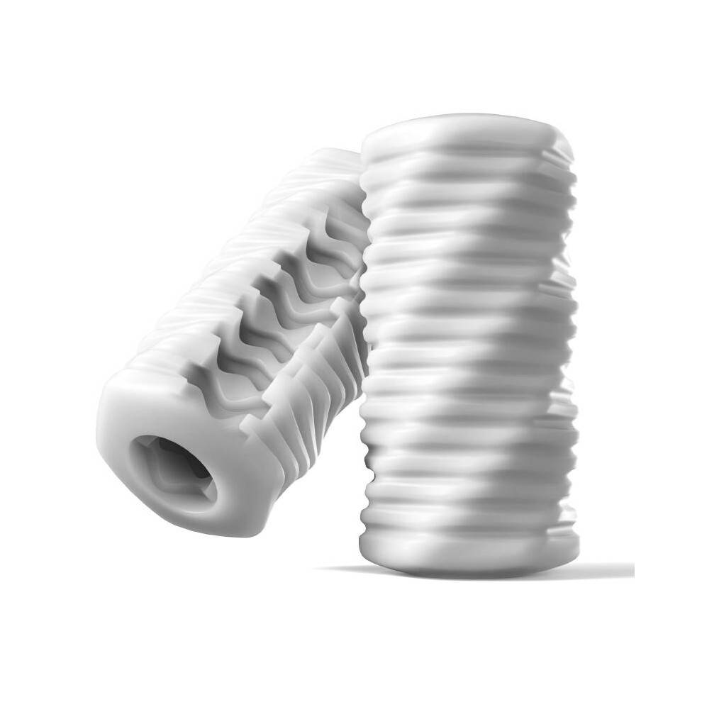 (White) Portable Disposable Manual Spiral Masturbator Cup for Men Penis Exercise Trainer Open-Ended Stocking Texture Adult Sex Toy