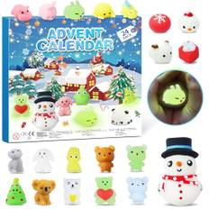 2024 Mochi adventskalender squishy toys jul 24 dagars nedräkningskalender varje dag en annan överraskning, återanvändbar, söt, jul, presenter till pojkar flickor barn 24-pack