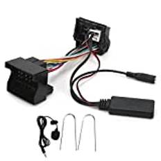 AUX-IN Bluetooth-adapter, 12 Pin DC12V Bluetooth-kabel AUX-IN stereo ljudadapter med mikrofon för Peugeot 207, 307, 407, 308