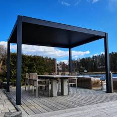 Metalcraft Pergola med gittertag, 3x4m, motoriseret, LED-lys, antracit