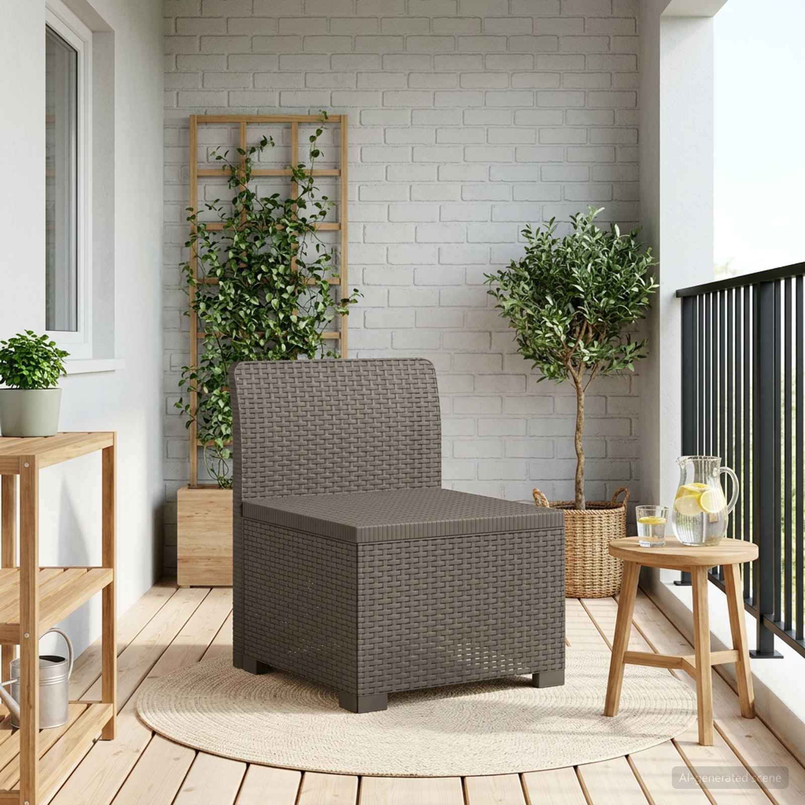 1-personers Havemøbelsofa Rattan Look PP Lysegrå