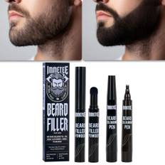 TEMU Immetee Beard Filler Set 2ml+2g, Men's Beard Pencil Filler, 4-tip Beard Pen Kit, Beard Styling Brush - Natural, Male Beard Filling, Shaping And Combining, Great Gift For