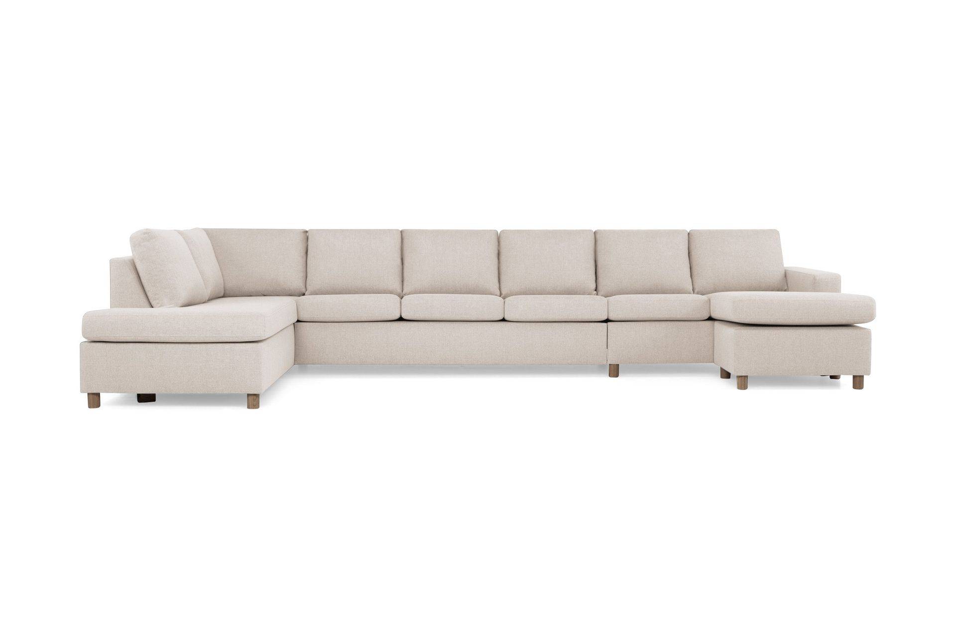 Crazy 6-sits Vänstervänd U-formad XX-Large Soffa med Divan och Schäslong i Tyg - Beige U-soffa Beige,Grå Basic Home