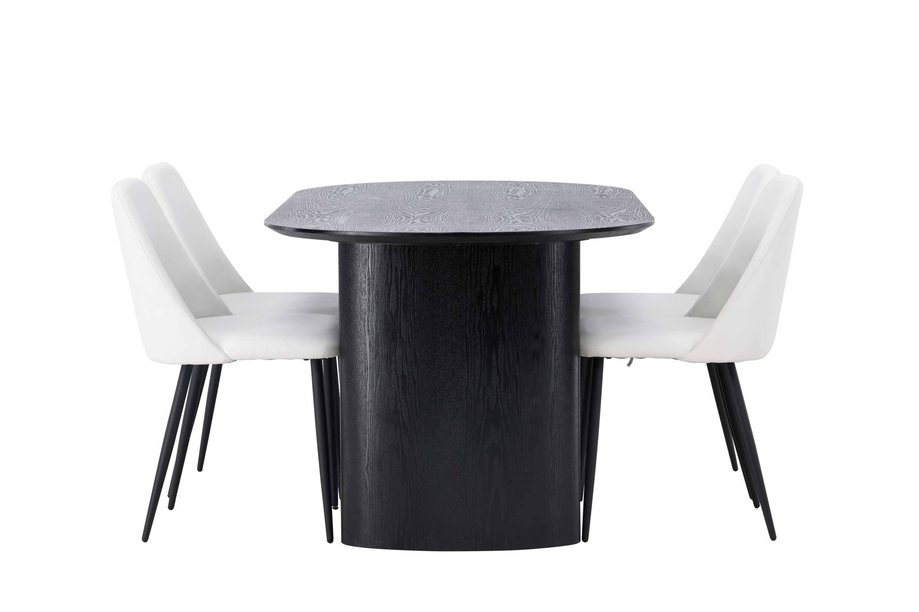Venture Design Isolde & Night matgrupp Vit/svart 4 stolar & bord 180 x 90 cm