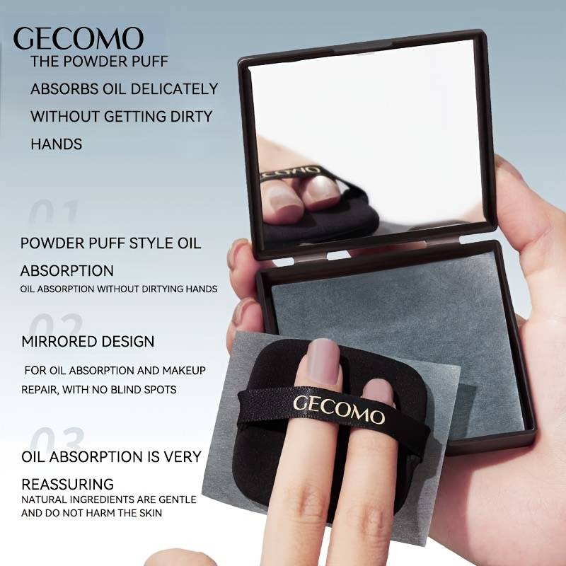 TEMU Charcoal Blotting Paper 100 Sheets, With Mirror And Puff, Portable Oil-absorbing Sheet For Oily Skin, Portable Foundation Touch-up Kit, In Makeup Box, Anti-makeup Smudge And Oil Control Tool