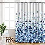 HANFU Duschdraperi, polyester 180 x 200 cm tvättbar, duschdraperi med öljetter och 12 duschringar, viktad fåll, badkarsgardin snabbtorkande för badrum, blått bubbelmönster