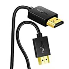 Twozoh Flexibel och smal HDMI-kabel 1M, mjuk och ultratunn HDMI till HDMI-sladd stöder 4K@60Hz/2160P/1080P