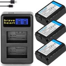 4x batterier bateria np fw50 np-fw50 batteri för sony np fw50 npfw 50, a6000 a6400 a6500 a6300 a7 a7ii a7 rii a7 sii a7s a7 s 2 a7r - Laddare och 3 batterier