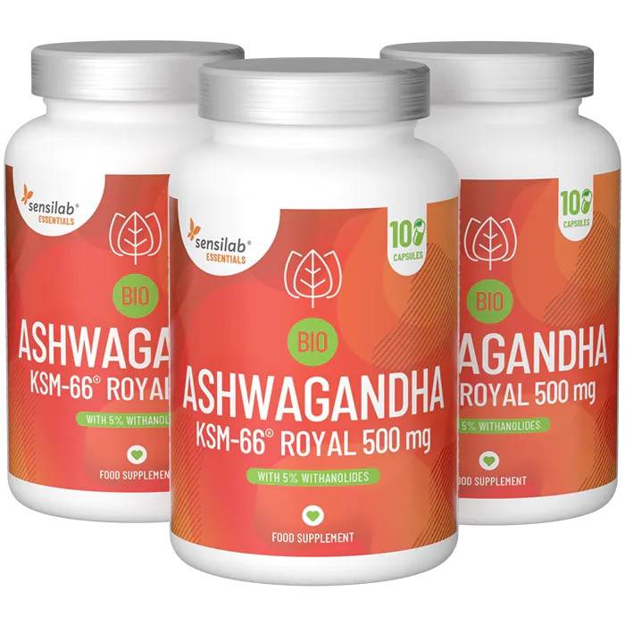 Essentials Bio Ashwagandha KSM-66® Royal 500 mg, hög dos - veganskt, 300 kapslar