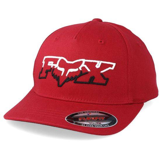 Fox - Röd flexfit Keps - Kids Duelhead Cardinal Stretch Fit @ Hatstore