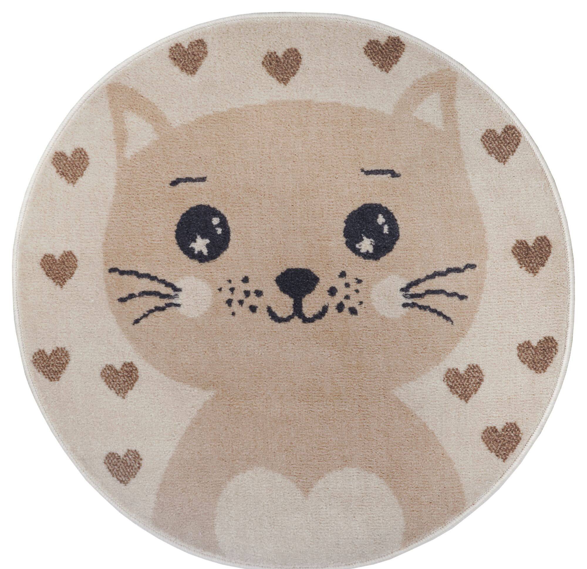 Barnmatta Cat - 100 cm rund cm - Creme (100 cm rund)