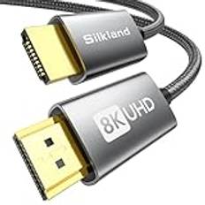 Silkland HDMI 2.1 kabel 30 cm, 8K HDMI eARC-kabel för Soundbar 48 Gbps, PS5 HDMI-kabel 4K@120Hz, 2K@240Hz/144 Hz, 8K@60Hz, Dynamic HDR10+, Dolby Atmos, HDCP 2.2/2.3 för bärbar dator, TV-projektor,