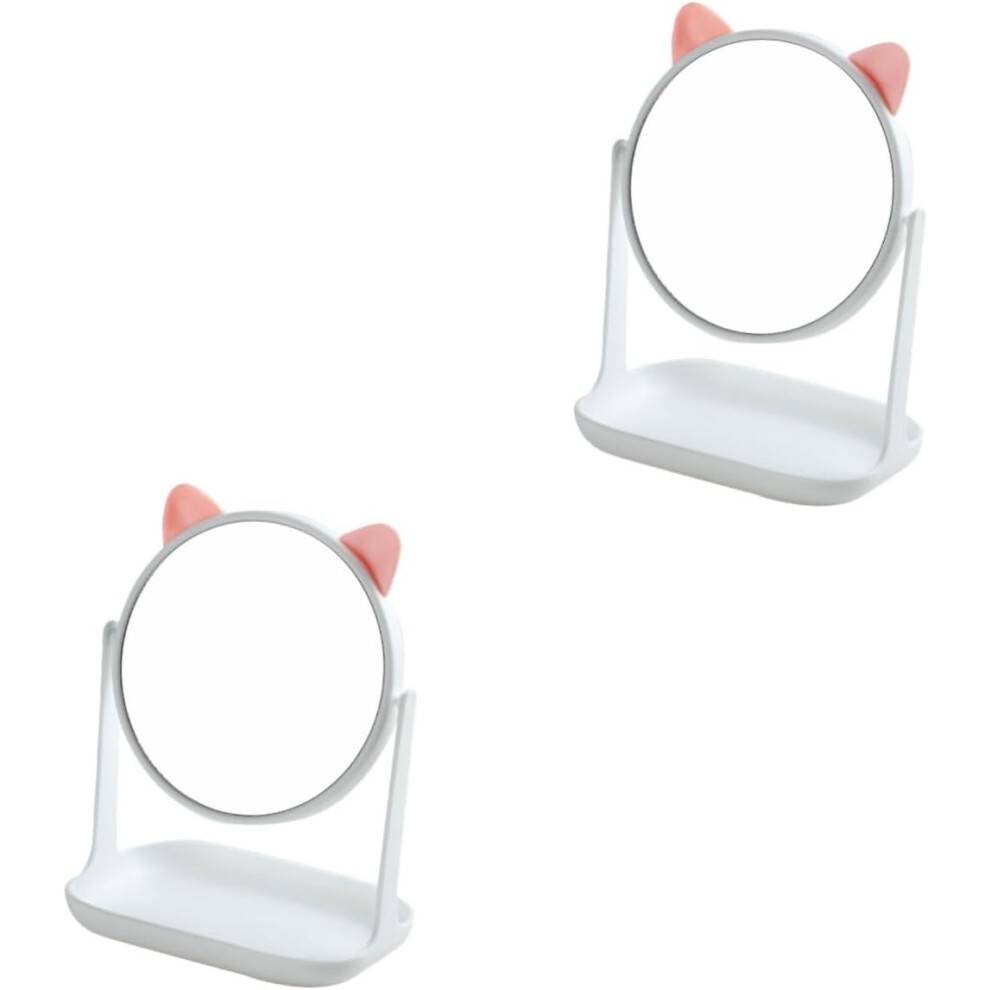 2 st sminkspegel för kvinnor, roterande spegel för hemmet, bärbar design, för sminkbord och klädsel
