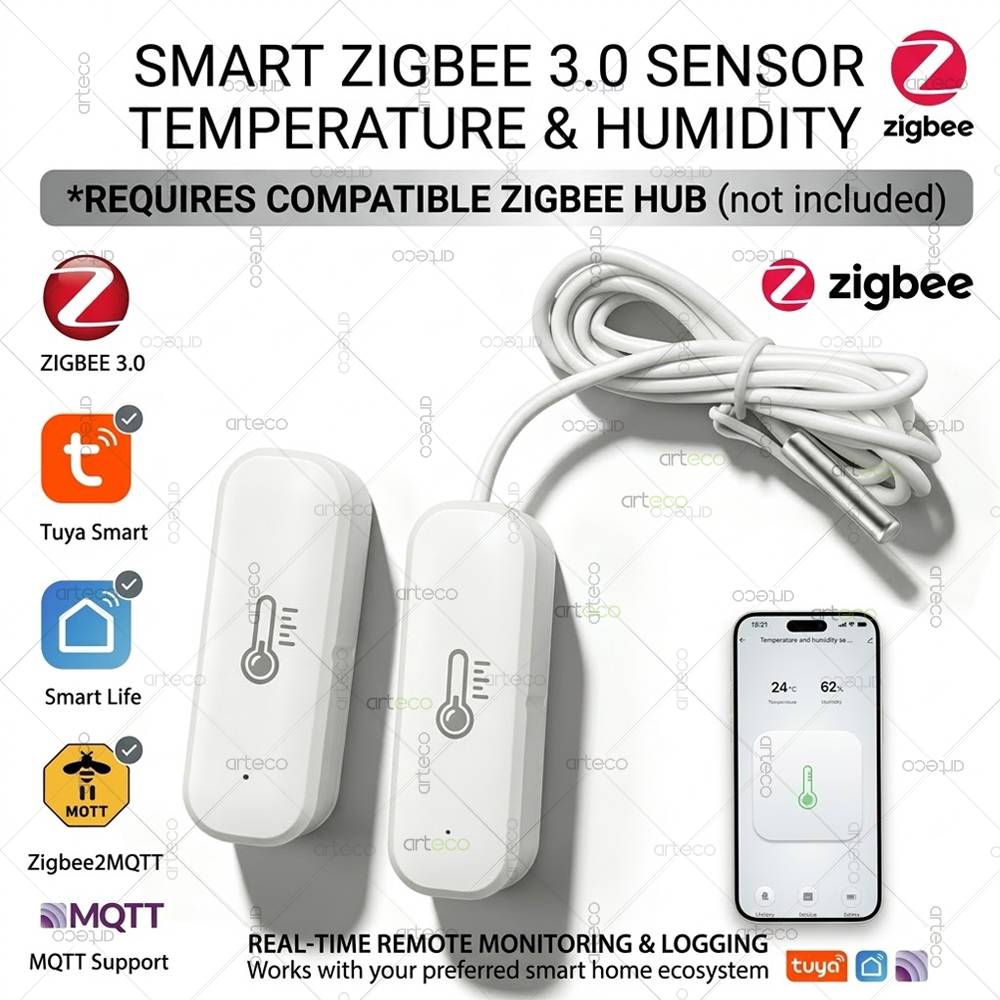 Tuya Zigbee 3.0 Temperature And Humidity Sensor Indoor Smart Home Thermometer Hygrometer Remote Monitor Work With Z2M Smart Life