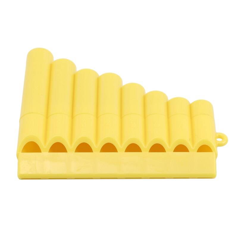 Träblås panflöjt 8 rör plastrad flöjt flauta panpipe handgjorda panflöjter flöjt barn musikinstrument - Gul