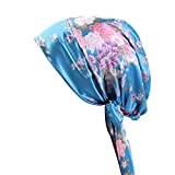 Silk Bonnet Kvinnors Modig Bow Headwear Head Turbans Satin Head Scarf Sova Cap Hair Wraps för Kvinnor Sova, Lake Blue