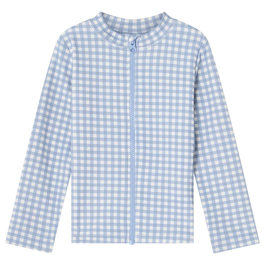 Kuling Montauk UV-tröja Med Dragkedja Dove Blue Gingham Dove Blue Gingham 98/104 cm Blå 98/104 cm Pojkar, Flickor