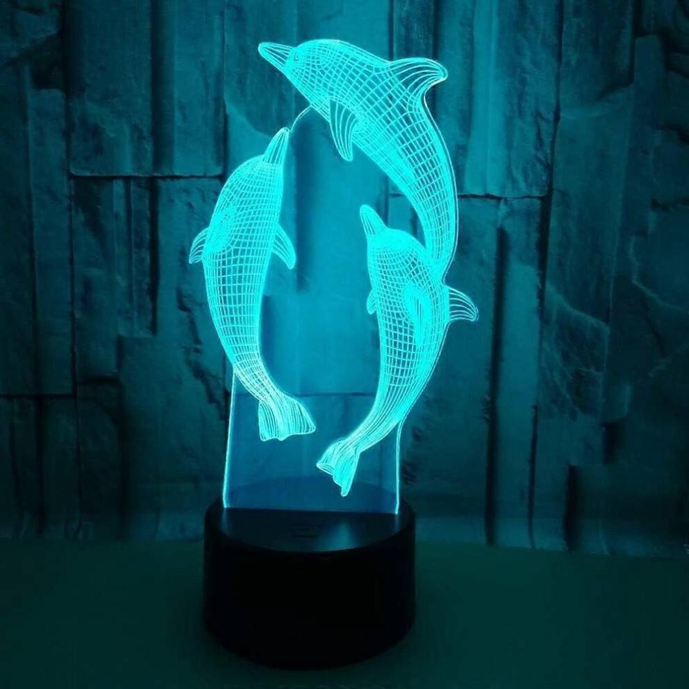 Dolphin Girl's Gifts Akryl 3D Illusion Night Lights USB LED Bordslampa Hem 3D Arts Lamp