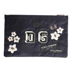 Dolce & Gabbana, Väska, Herr, ONE Size, Nylon, Blå DG Logo Patch Clutch Väska