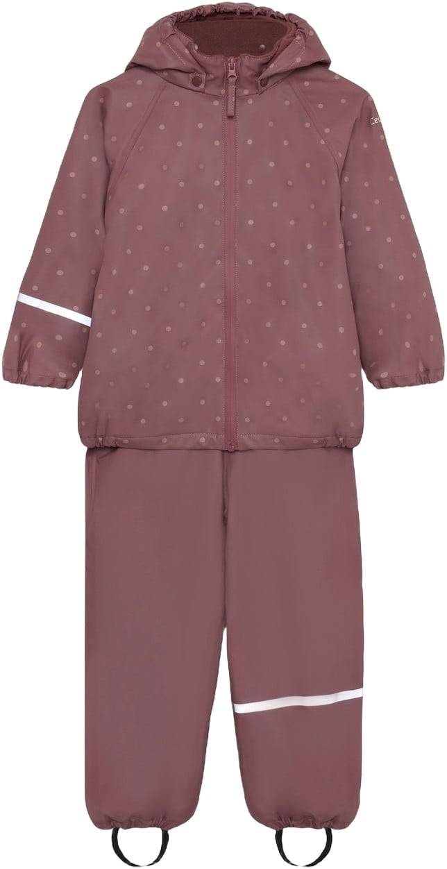 CeLaVi Rainwear Set AOP, w. Fleece Stl. 100 unisex - Regnkläder Från Magasin - Rose Brown (100)