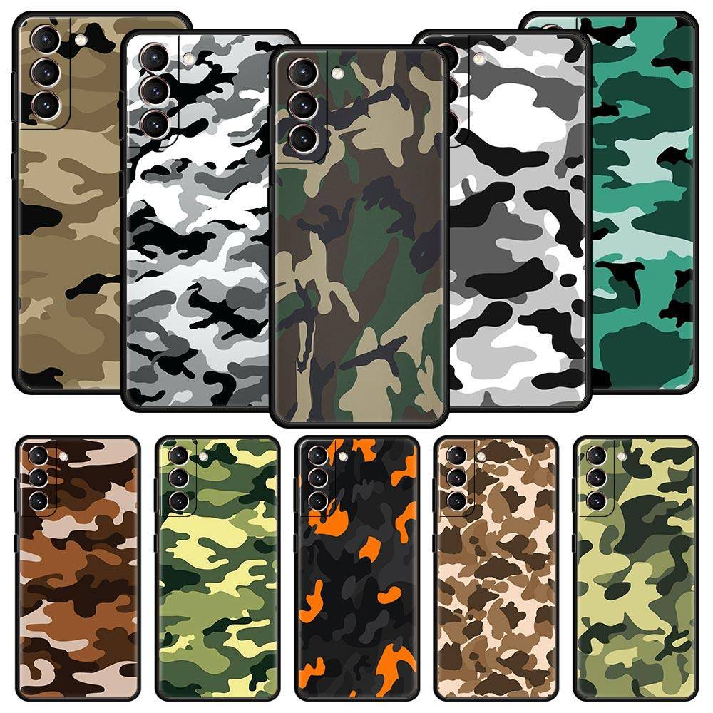 Kamouflage Camo Militär Armé Telefonfodral För Samsung Galaxy S24 S23 S22 S20 Ultra S21 FE 5G S10 S9 Plus S10E Mjukt Silikonfodral