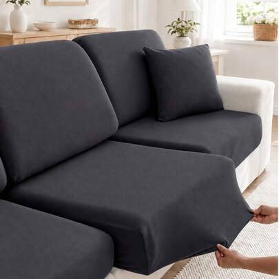 1 st minimalistiskt modernt elastiskt sofföverdrag i polyesterfiber, maskintvättbart, dammtätt, universal för alla säsonger, avtagbart och tvättbart s - Mörkgrå (L,M,S,Ryggöverdrag till soffa,L-formad,Plus S,Plus M,Plus L)