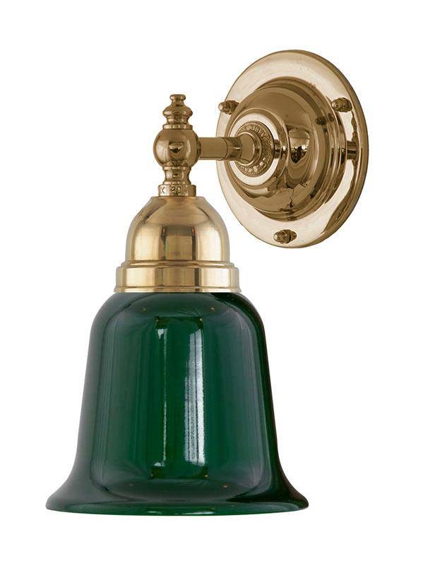 Vägglampa - Adelborg mässing med grönt glas