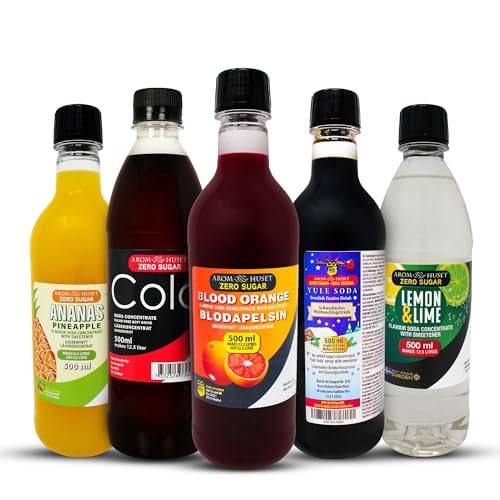 5-pack Aromhusets läskkoncentrat - Cola, Blodapelsin, Julmust, Fruktsoda och Ananas