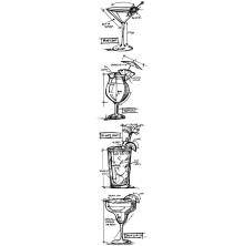Tim Holtz Cling Stamps 3X10 Mini Blueprint Strip - Cocktails