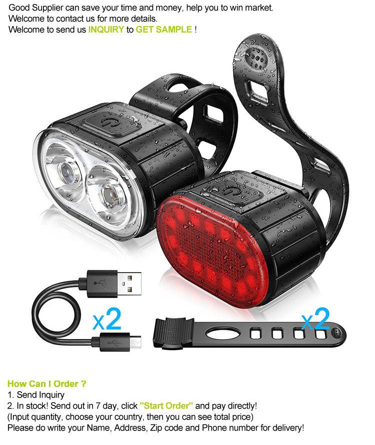 cykellygtesæt - LED ovale forlygte og Cykel baglygte - 078 Easylight.dk