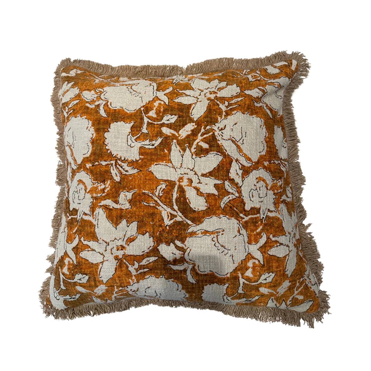 Kuddfodral Simplicity Flower burned orange, 60x60 cm - Beige/Orange