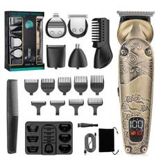 Soonsell Beard Trimmer Shaver Clipper Set Electric Clipper 6in1 Hair Cutter Automatic Polishing USB Rechargeable LCD Display Low Noise Home Business