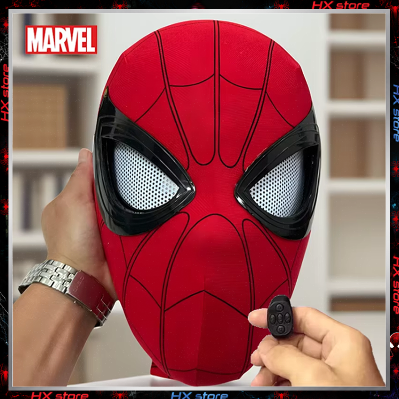 Electronic Mask Spider Man Mascara Spiderman Headgear Mask Cosplay Moving Eyes 1:1 Remote Control Elastic Toys Adults Kids Gift